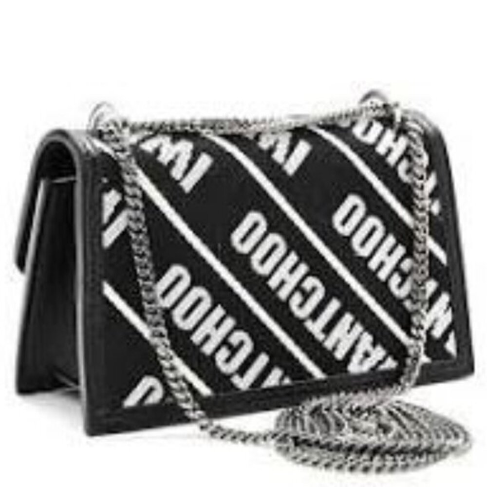 I Want Choo Black and White Canvas Clutch Purse